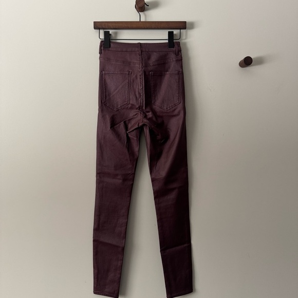 H&M DENIM HIGH WAIST JEGGINGS & DENIM COATED SKINNY PANTS PLUM COLOR SIZE 25 - Picture 3 of 6